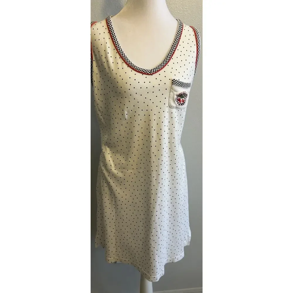 VTG Mary Engelbreit Cherry Polka Dot Nightgown Pj Nightie Granny Cottage Prairie